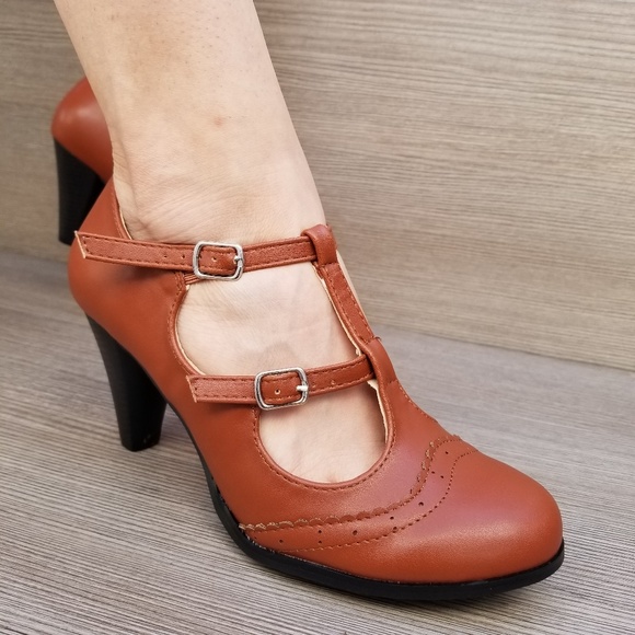 Vintage Style Oxford Heels Rockabilly - Picture 7 of 8